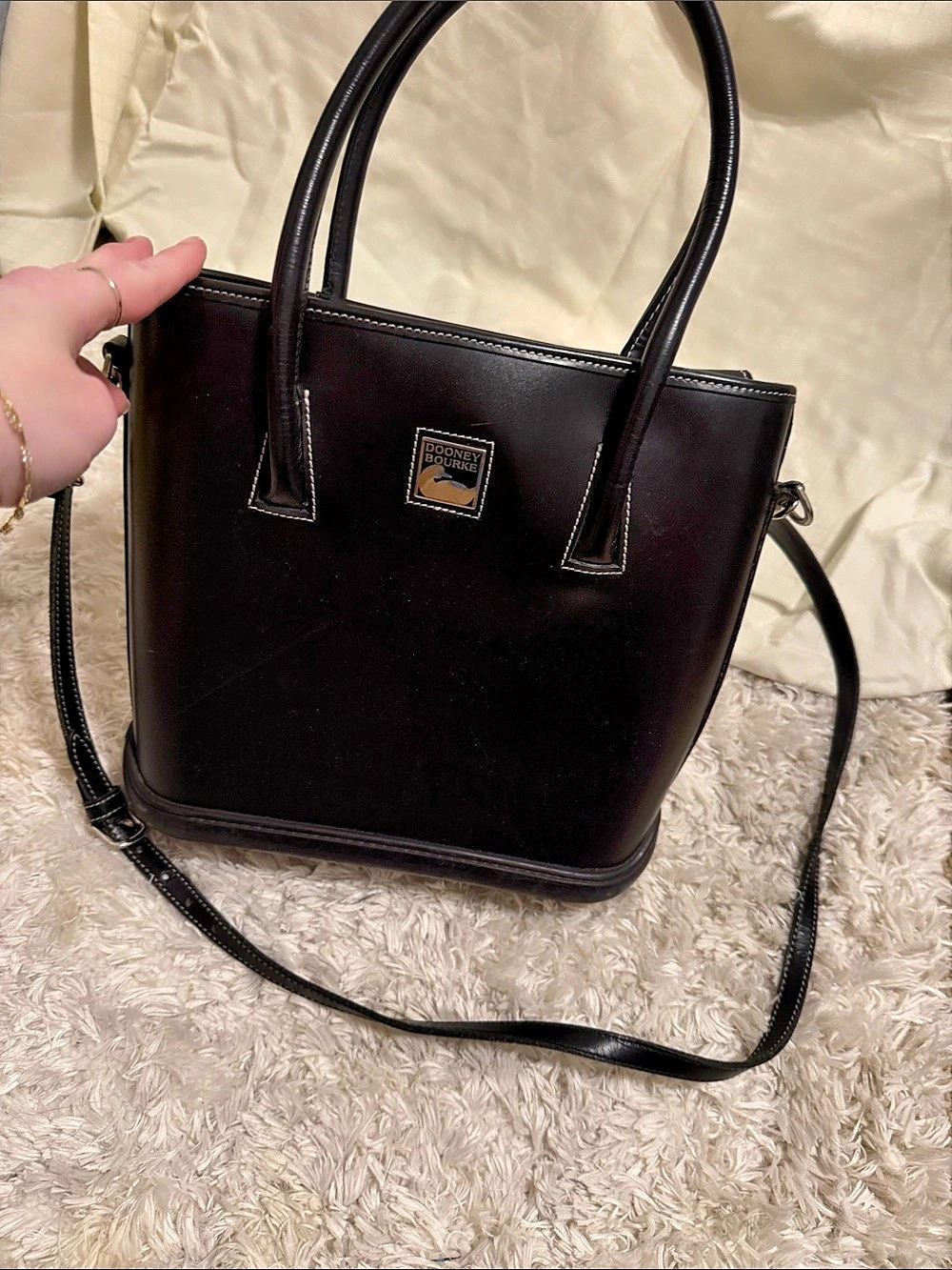 Dooney Bourke Women's Black Tote Bag with Crossbody Strap